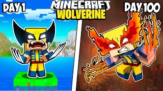 I Survived 100 Days as WOLVERINE in Minecraft [upl. by Wilburt]