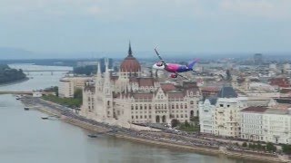 WIZZ A321 low flyover in Budapest 1 May 2016 [upl. by Alford501]