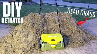 DIY Dethatching amp Overseed the Lawn  Sun Joe Dethatcher amp Scarifier  Spring Lawn Care [upl. by Lanuk]