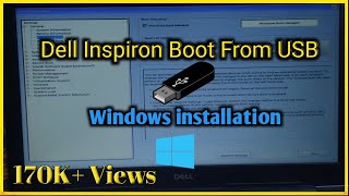 How to boot from USB on Dell Laptops  How to Change BIOS Settings  Windows Installation [upl. by Ayekan153]