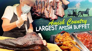 Trying LARGEST AMISH BUFFET  Amish Country FOOD TOUR in Lancaster Pennsylvania [upl. by Menides]