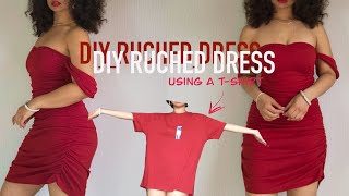 RUCHED DRESS  DIY TSHIRT TRANSFORMATION [upl. by Eenafets]