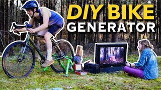 Homemade Bicycle Generator  Burn Calories and Make Electricity [upl. by Yenrab]